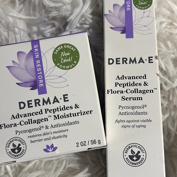 DERMA e advanced peptides and flora collagen moisture and serum brand new in box - Picture 1 of 4